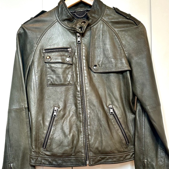 Banana Republic Jackets & Blazers - Women's  Banana Republic Gray Leather Zip Up Moto Style Jacket Sz S